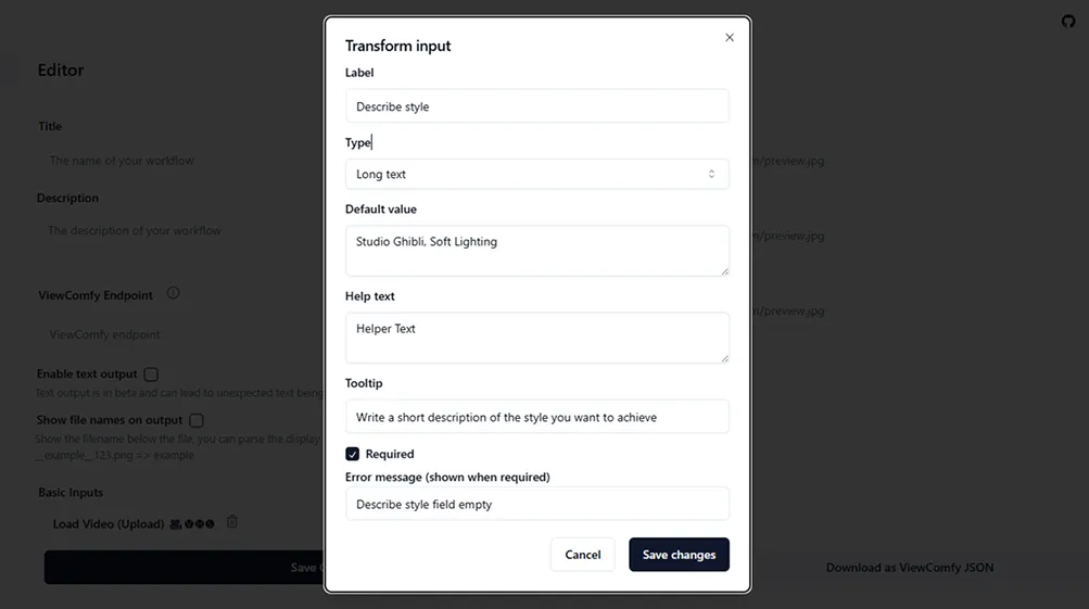 ViewComfy App Builder Demo ViewComfy App Builder